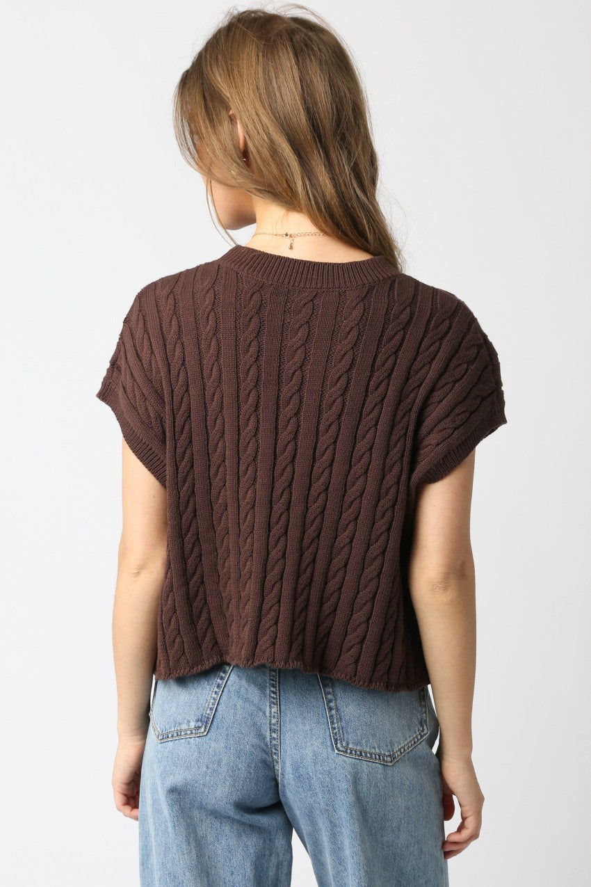 Dark Brown Cable Sweater