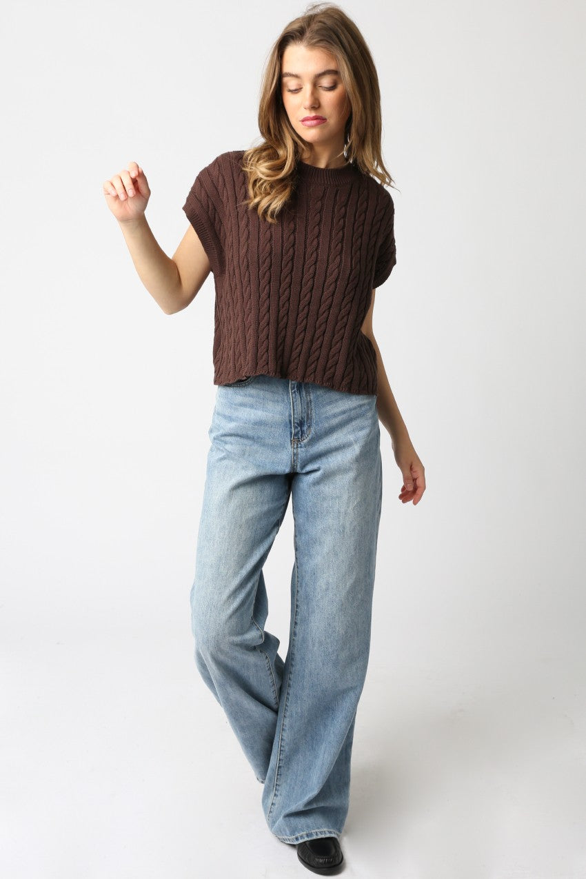 Dark Brown Cable Sweater