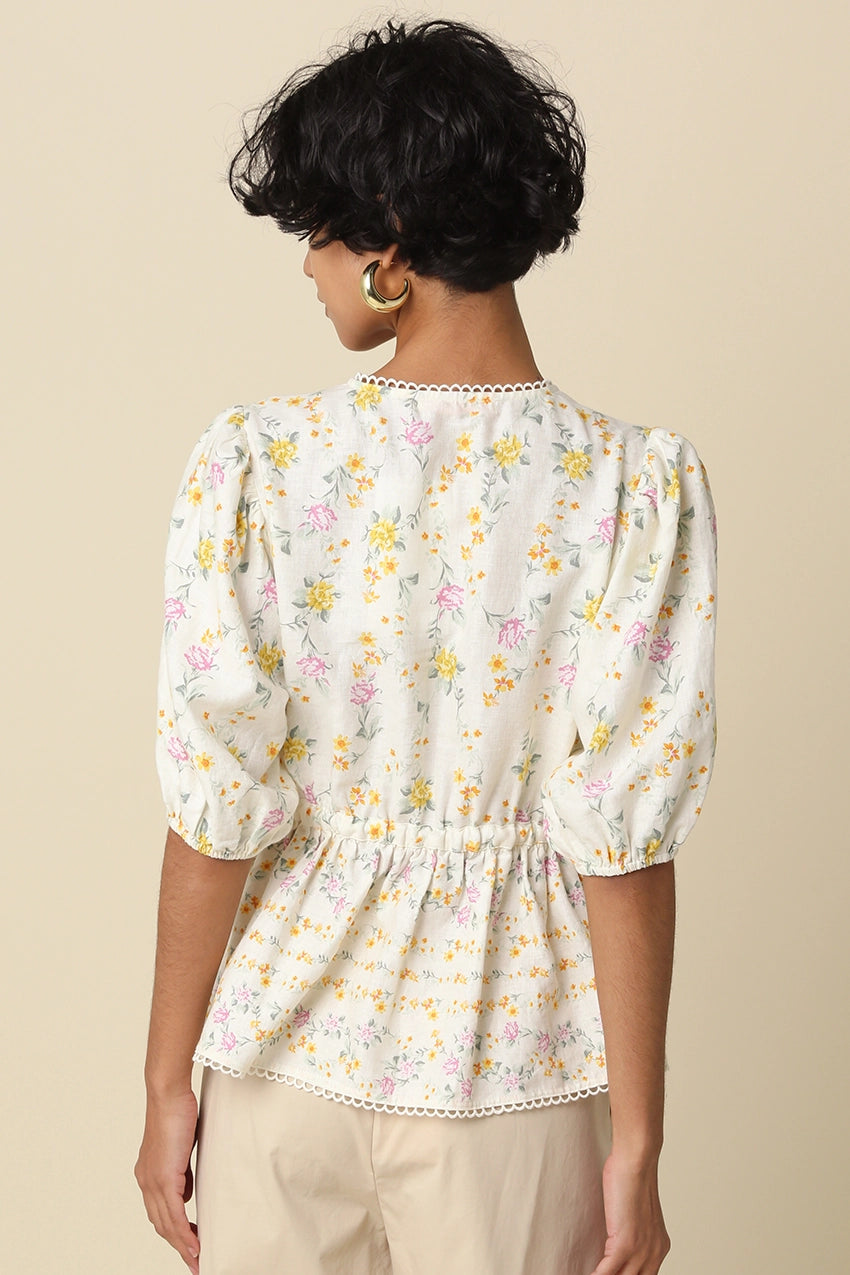 Floral Tie Waist Peplum