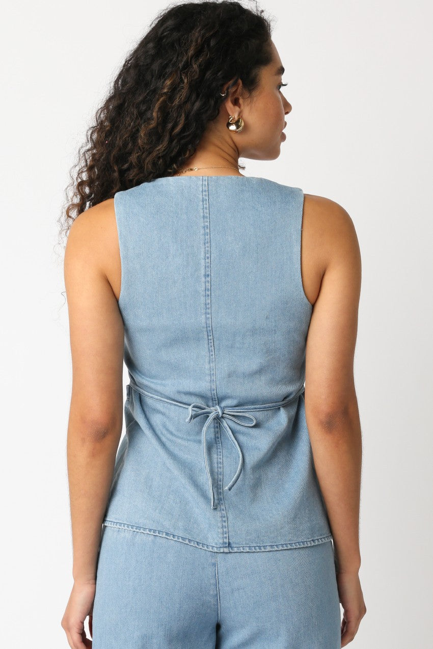 Denim Button Vest