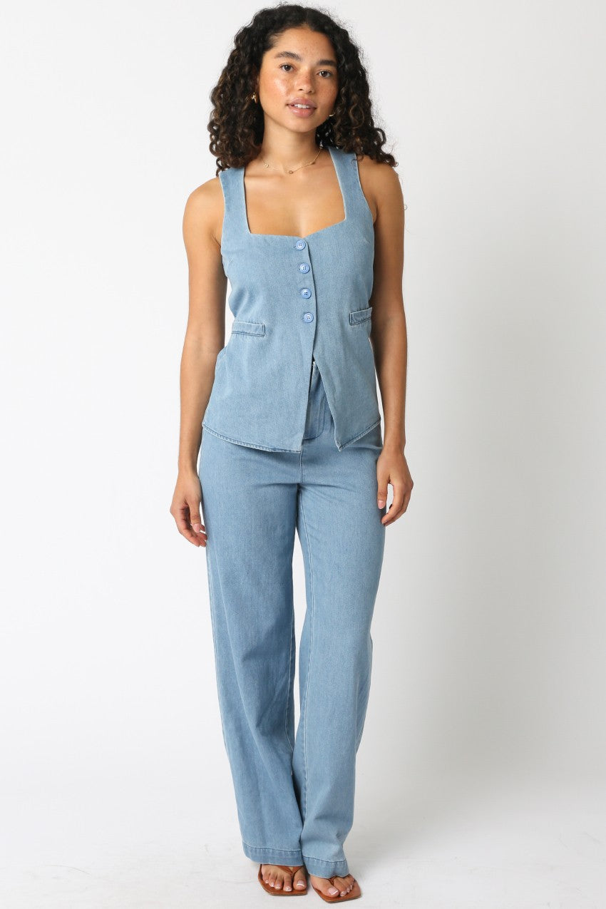 Denim Button Vest