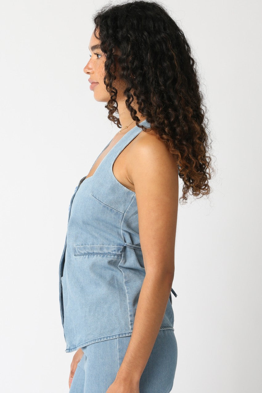Denim Button Vest