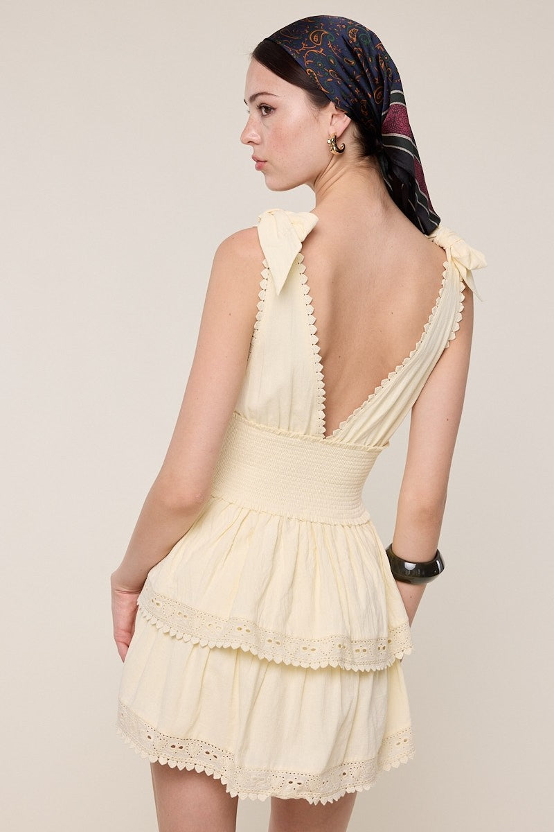 Yellow Tiered Mini Dress