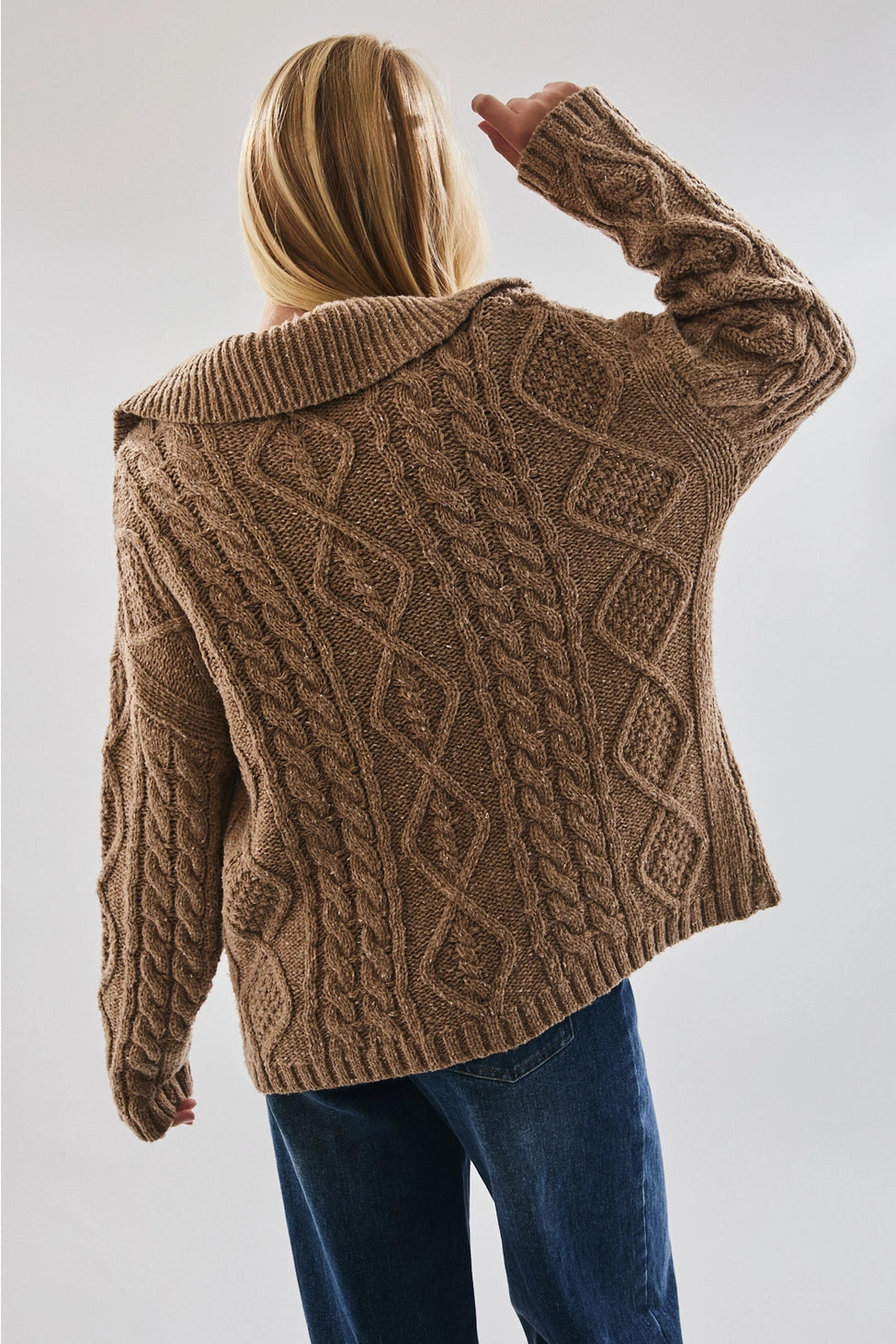 Chestnut Cable Knit Button Cardigan