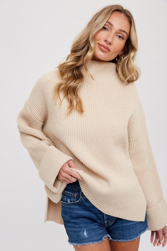 Oversized Pullover Sweater- Beige