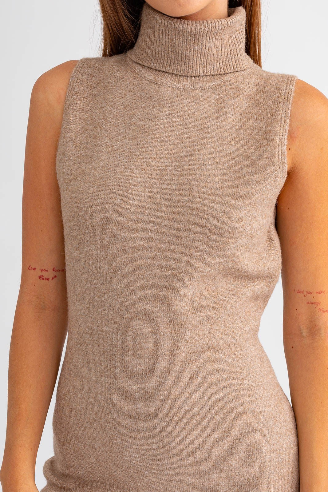 Mocha Sleeveless Sweater Dress