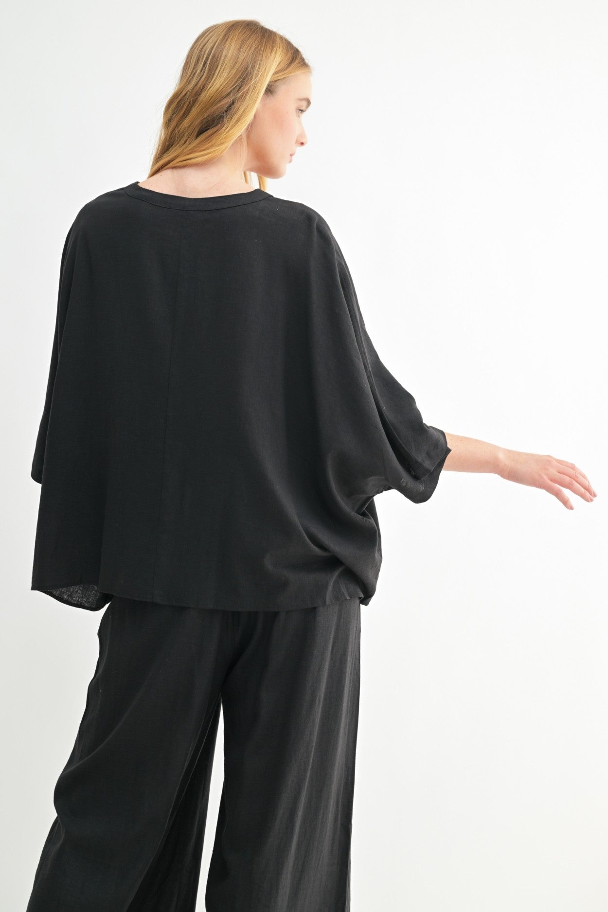 Black Linen Oversized Top