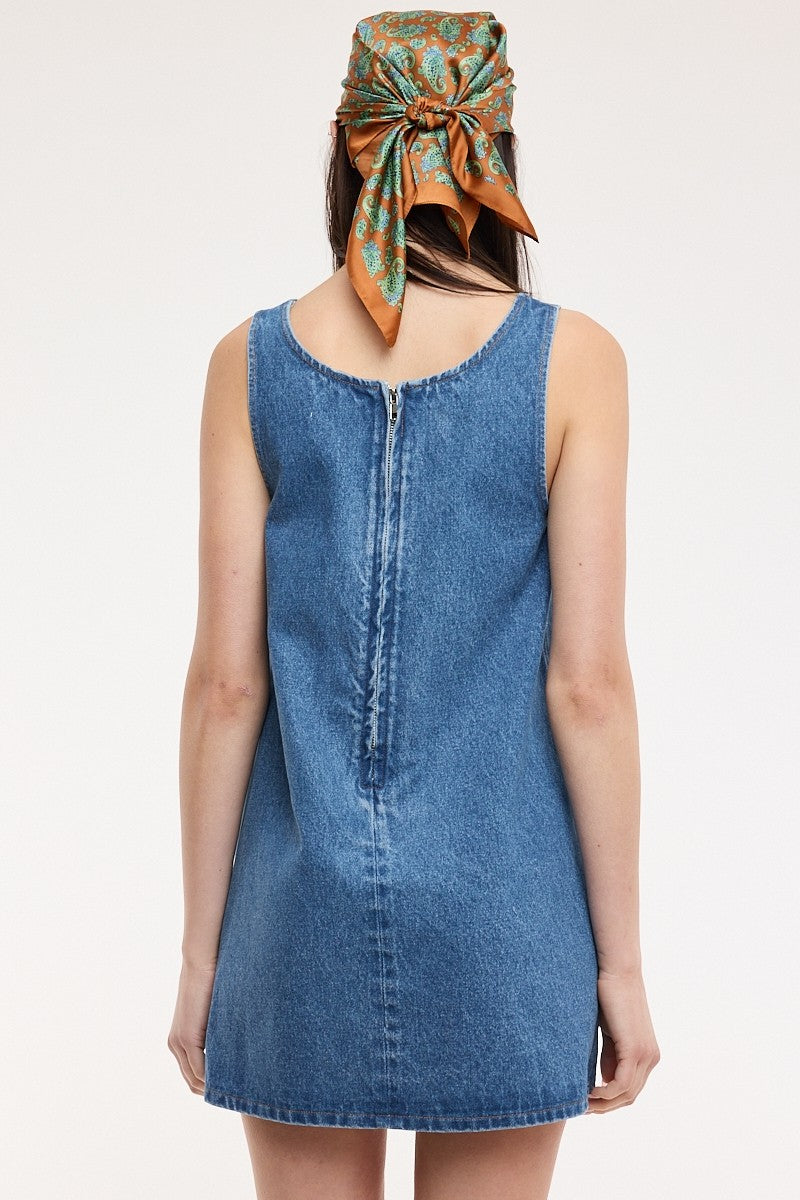 Round Neck Denim Dress