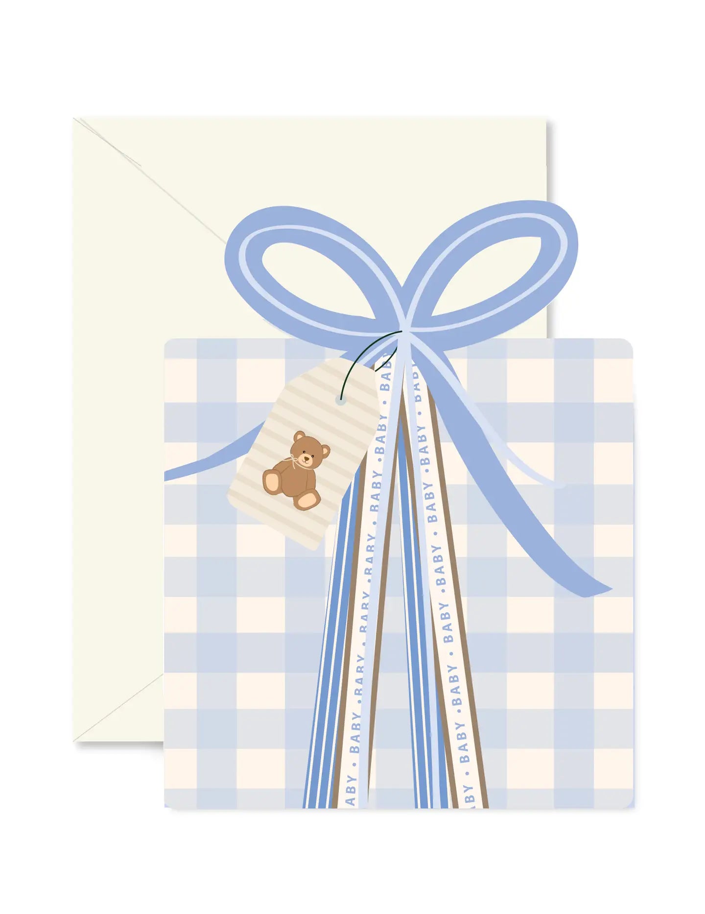 Blue Gingham Baby Card