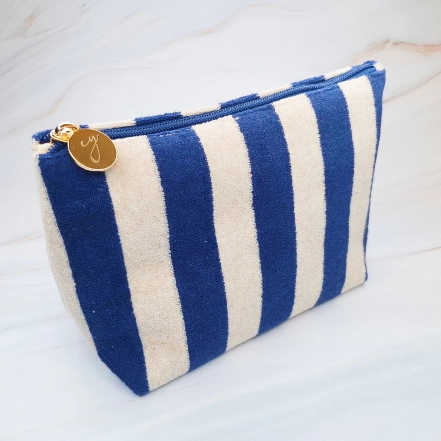 Striped Textured Makeup Bag
