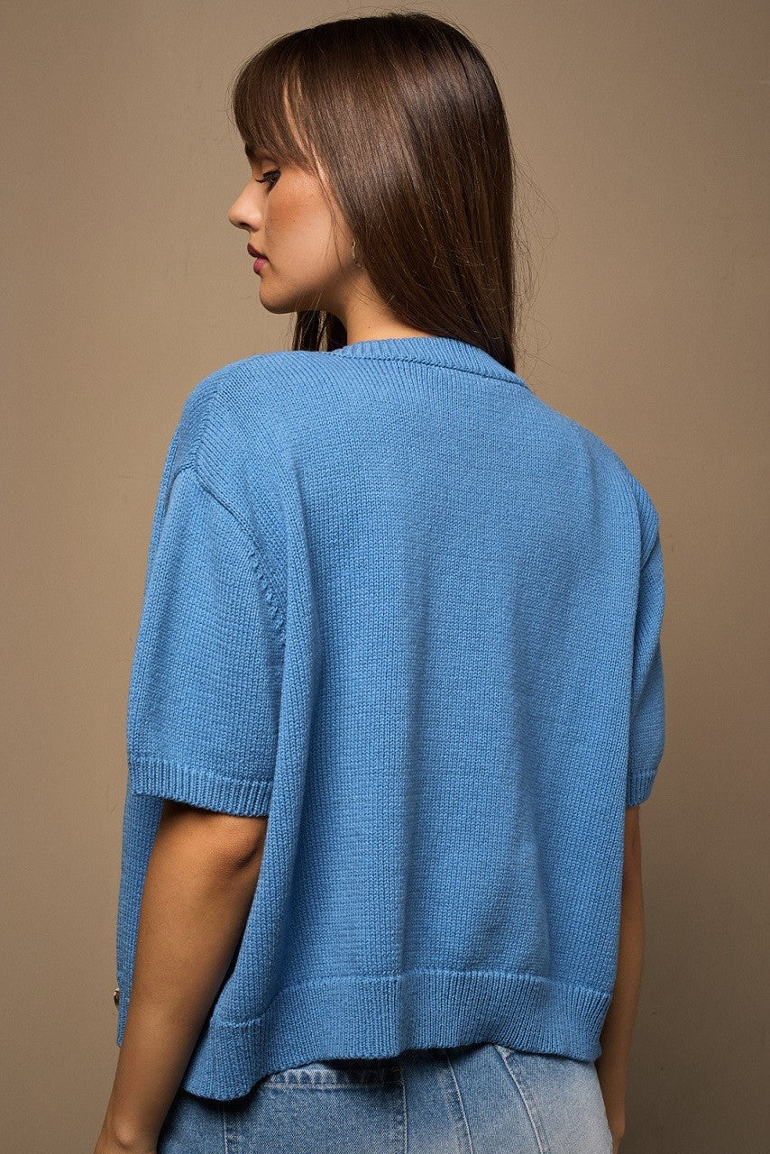 Dusty Blue Sweater Cardigan