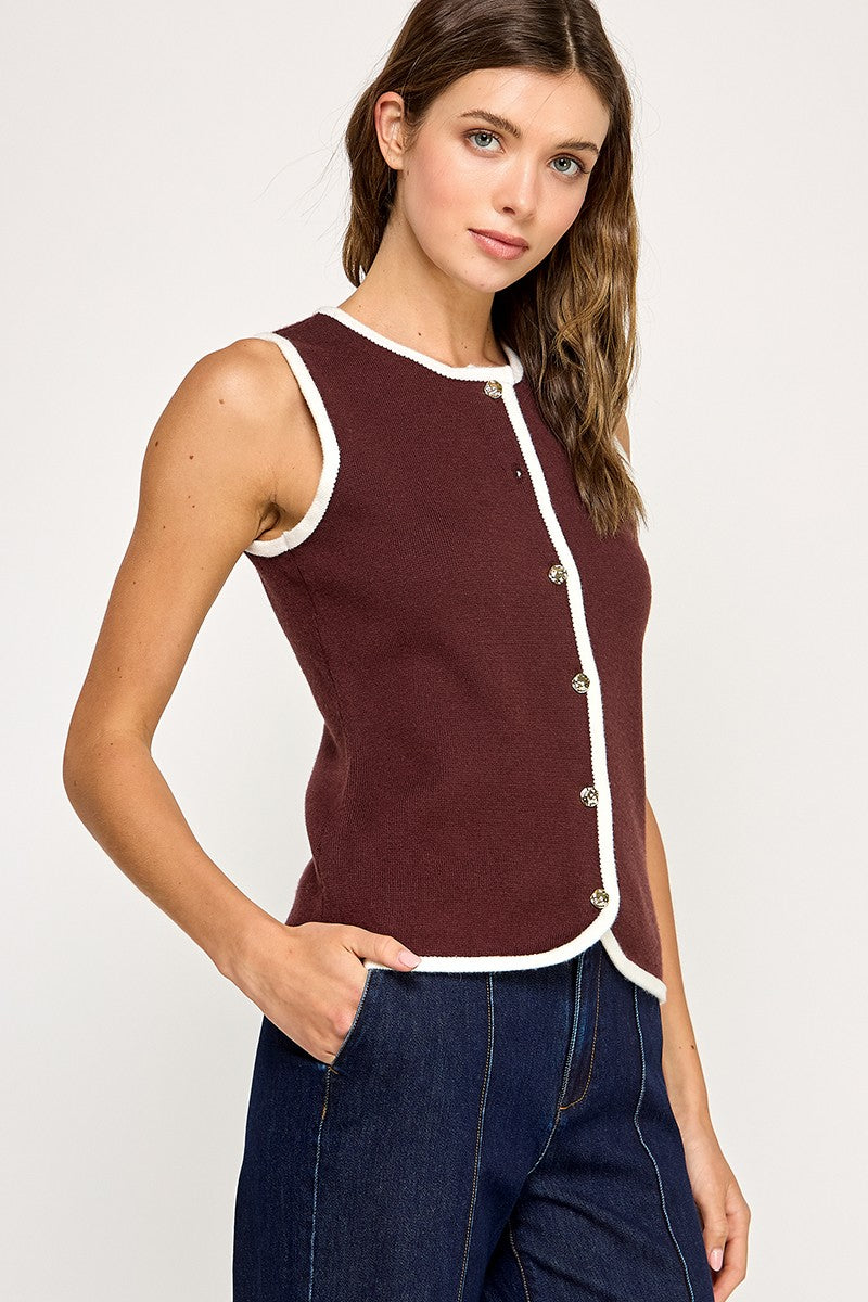Brown Button Down Vest