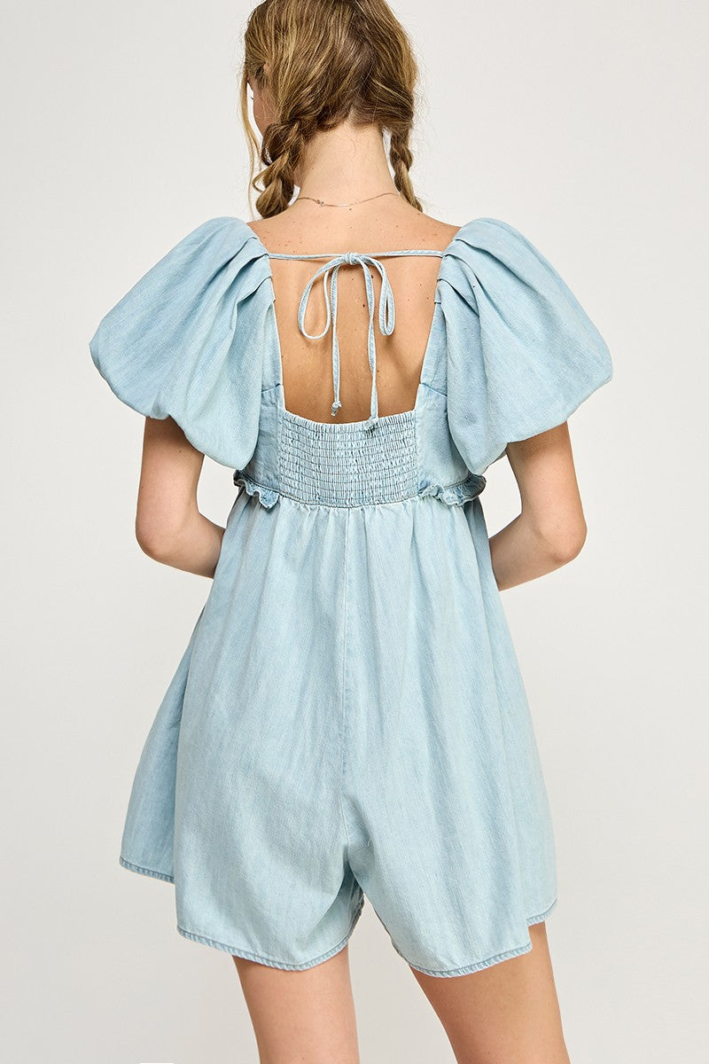 Denim Bubble Babydoll Romper