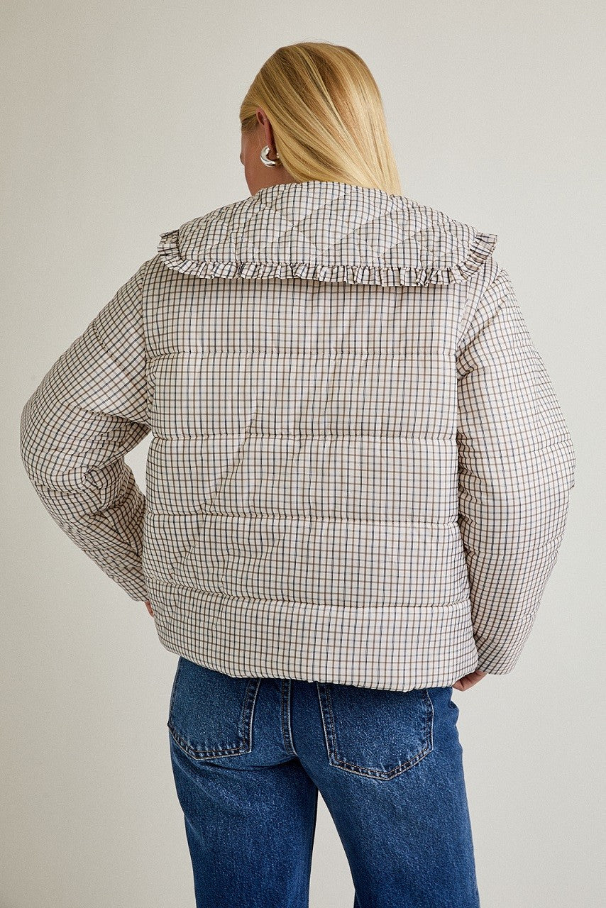 Plaid Buckle Puffer Jacket