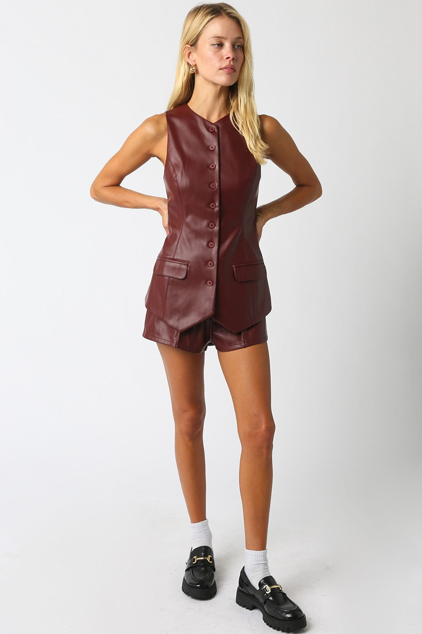 Burgundy Jenna Button Top