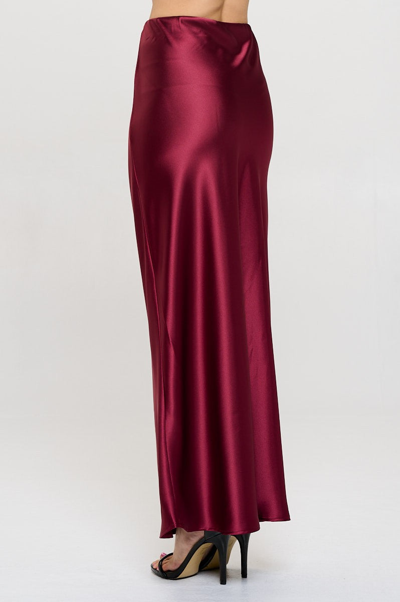 Burgundy Satin Skirt