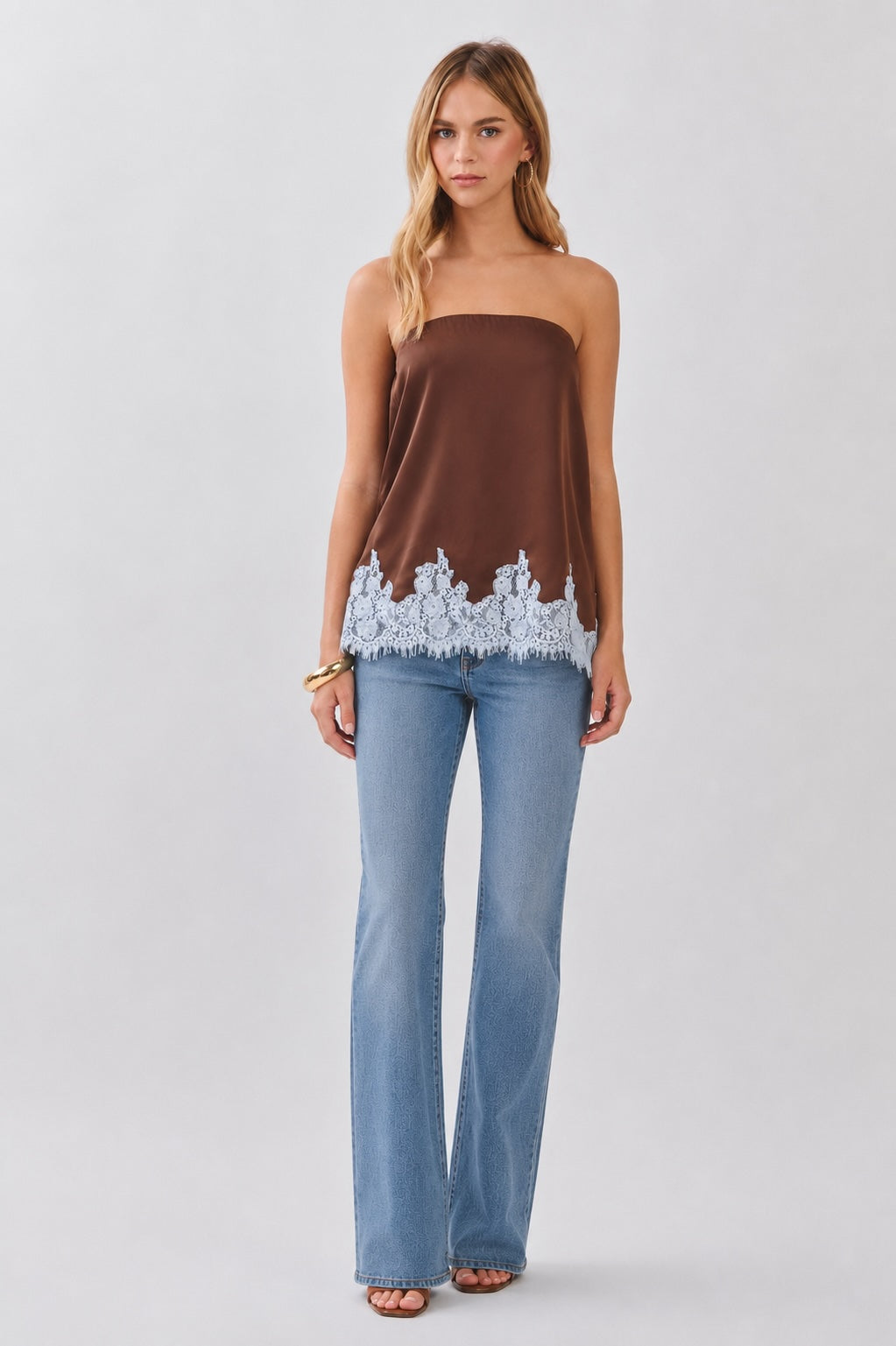 Chocolate Lace Strapless Top