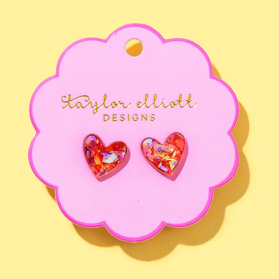 Confetti Acrylic Heart Studs