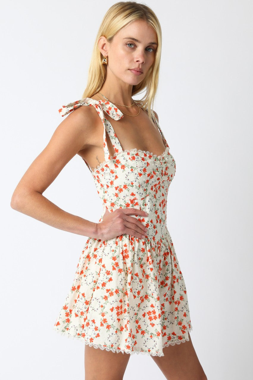 Orange Tie Strap Romper