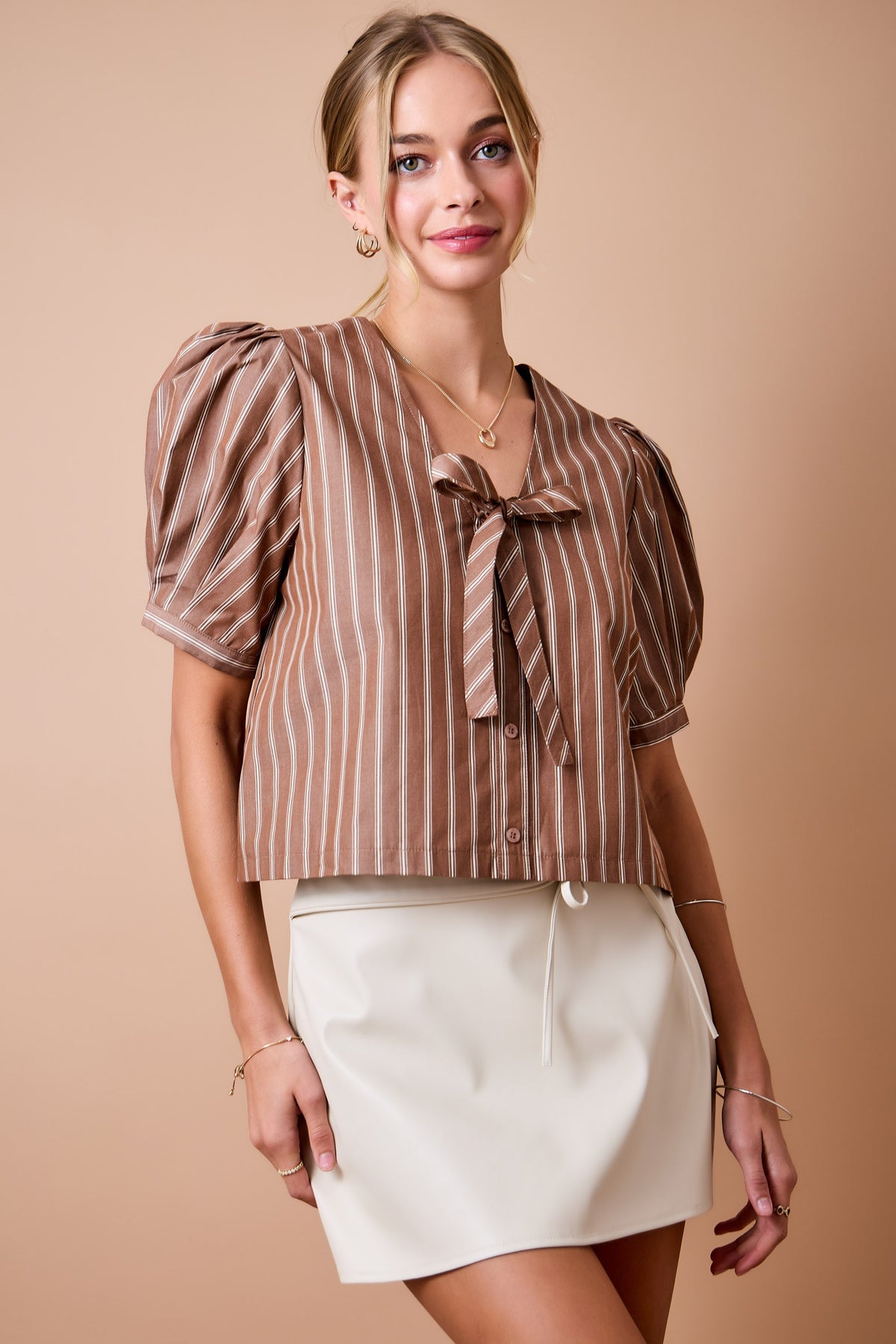Ecru Overlay Tie Skort
