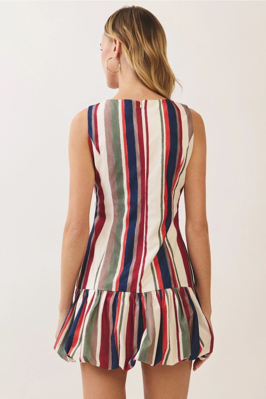 Fall Stripes Bubble Hem Mini Dress