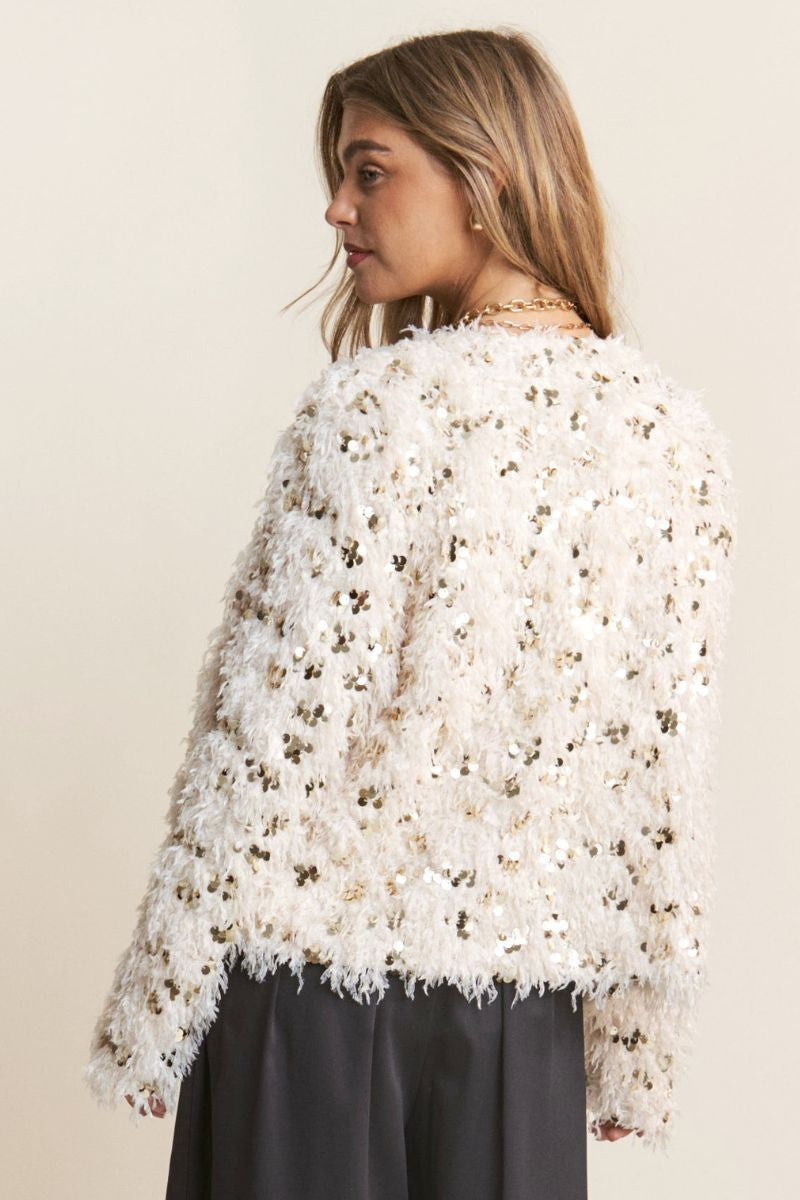 Fuzzy Sequin Jacket