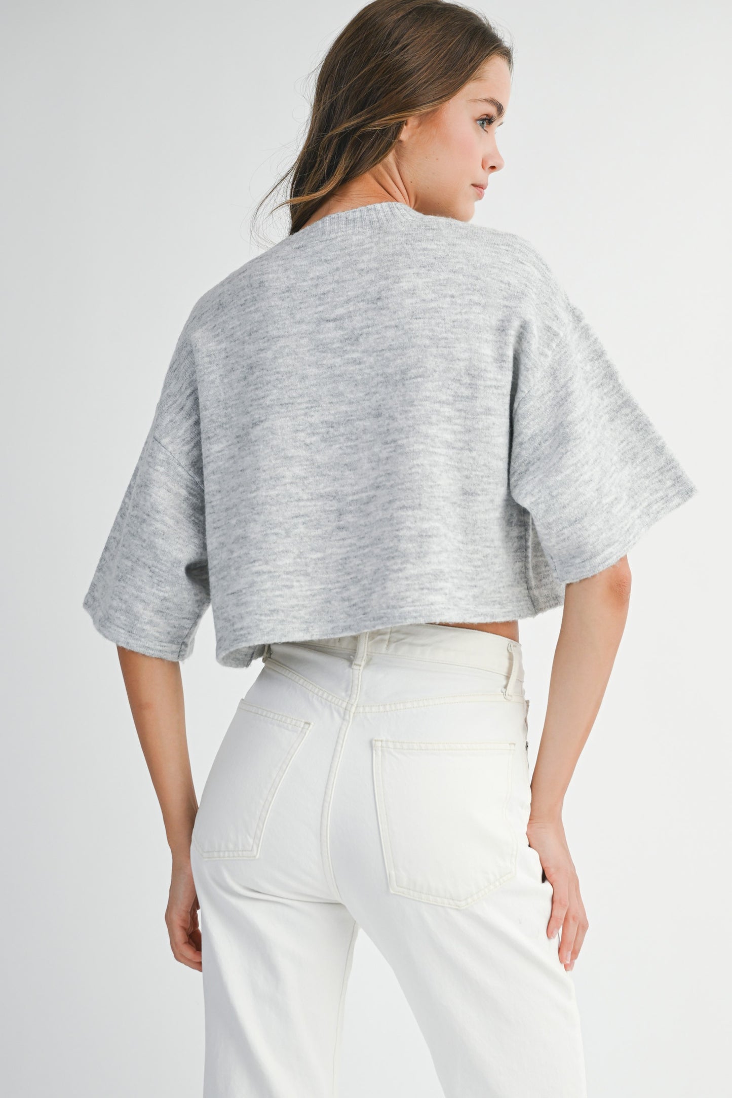 Gray Crop Cardigan