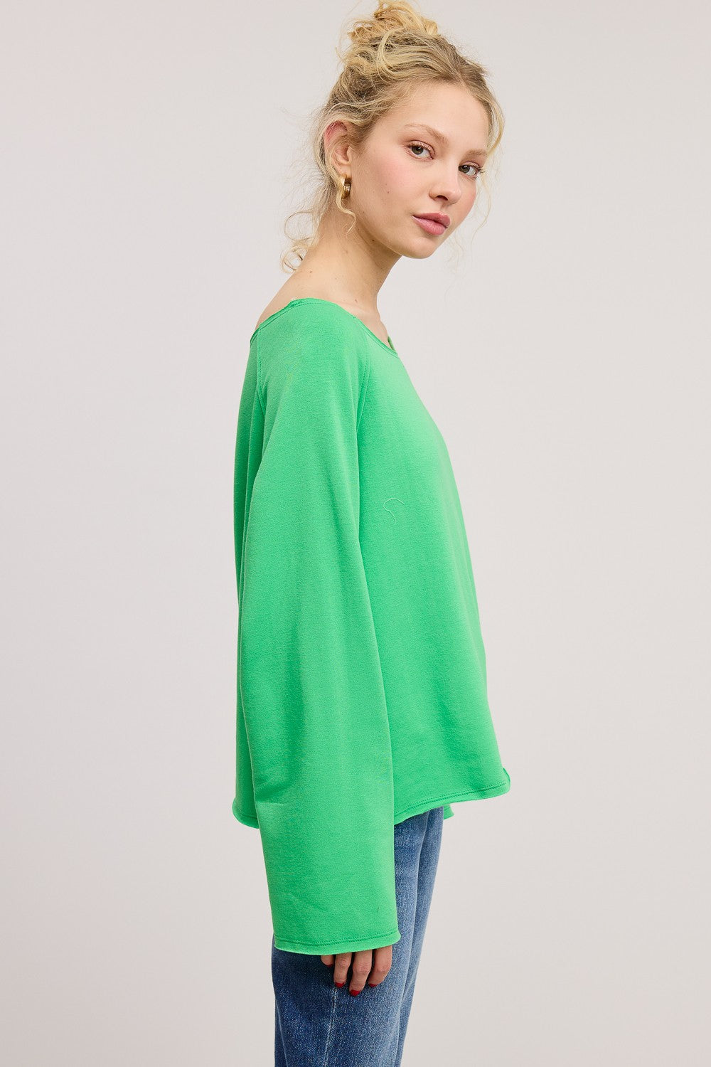 Green Slouchy Pullover Sweatshirt