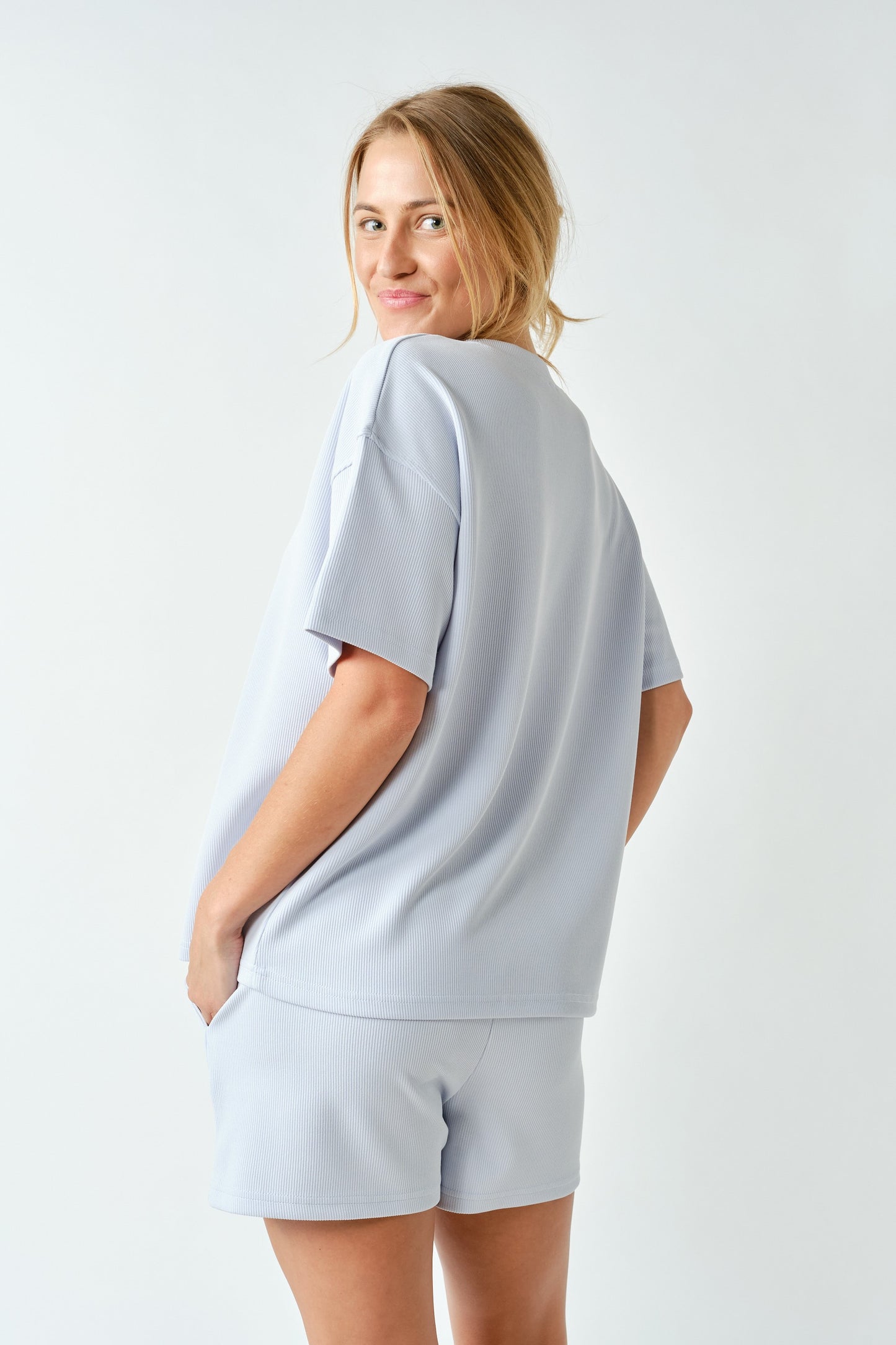 Baby Blue Rib Knit Shorts