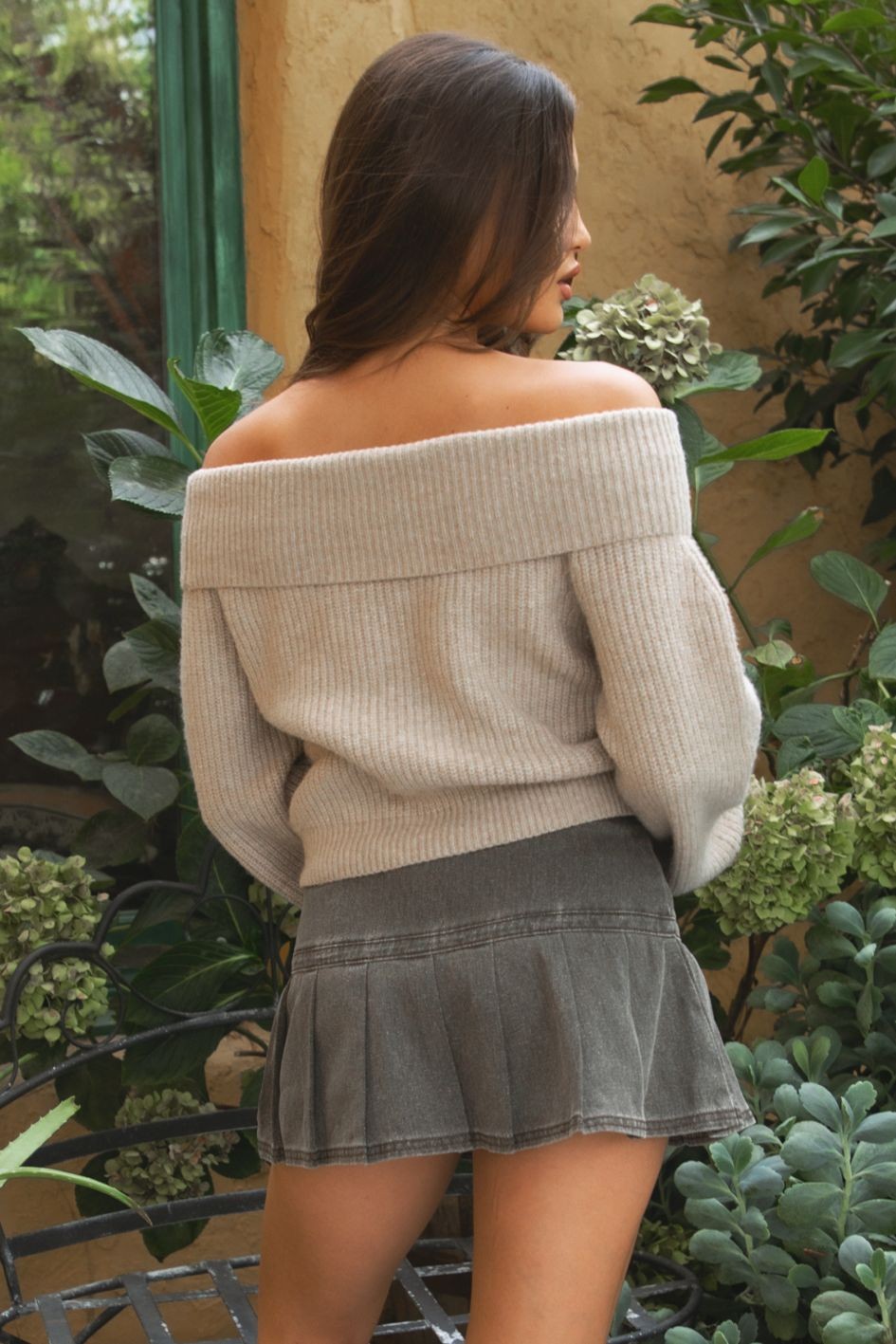 Oat Foldover Sweater Top
