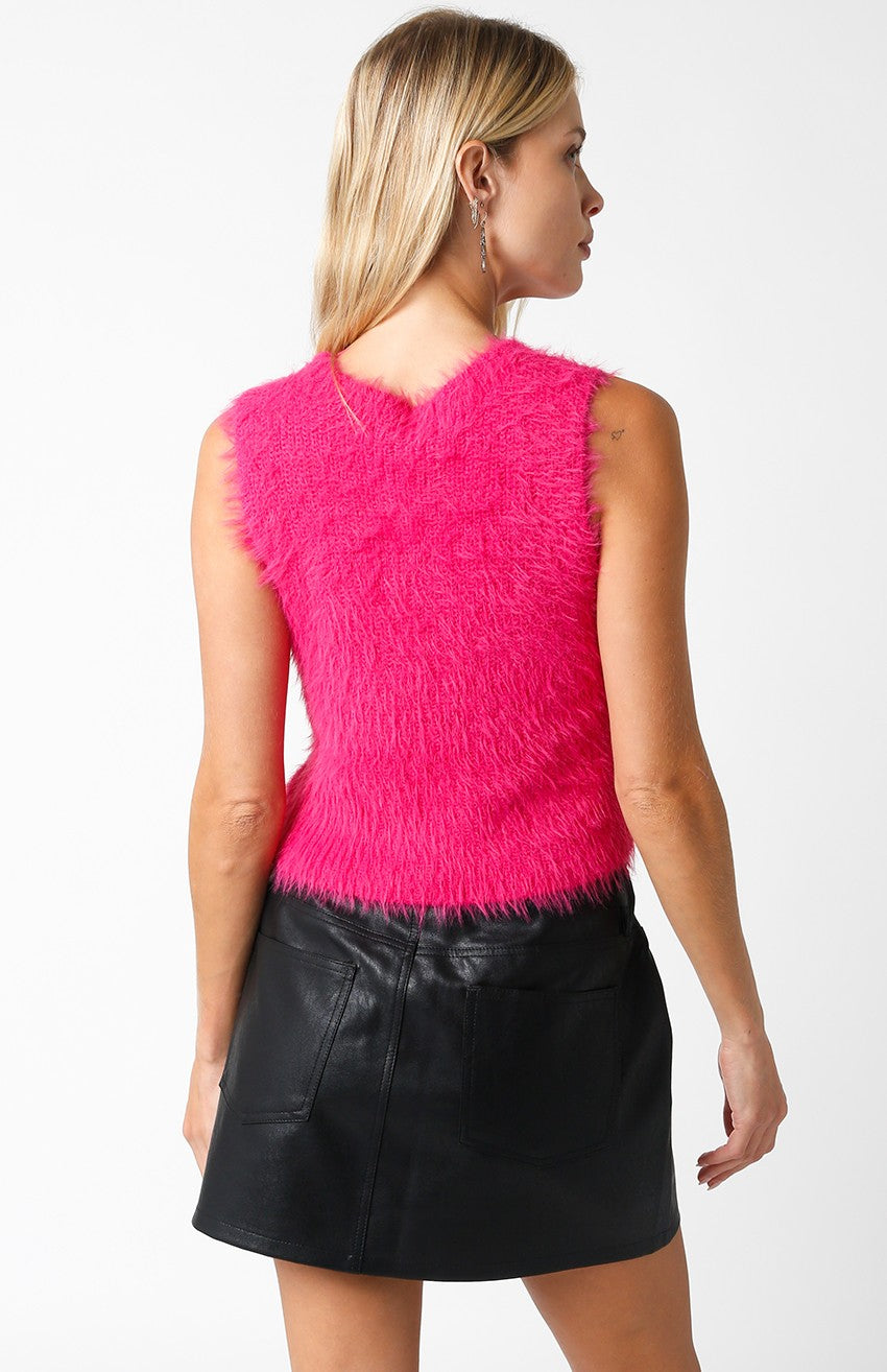Hellen Fur Top- Fuchsia