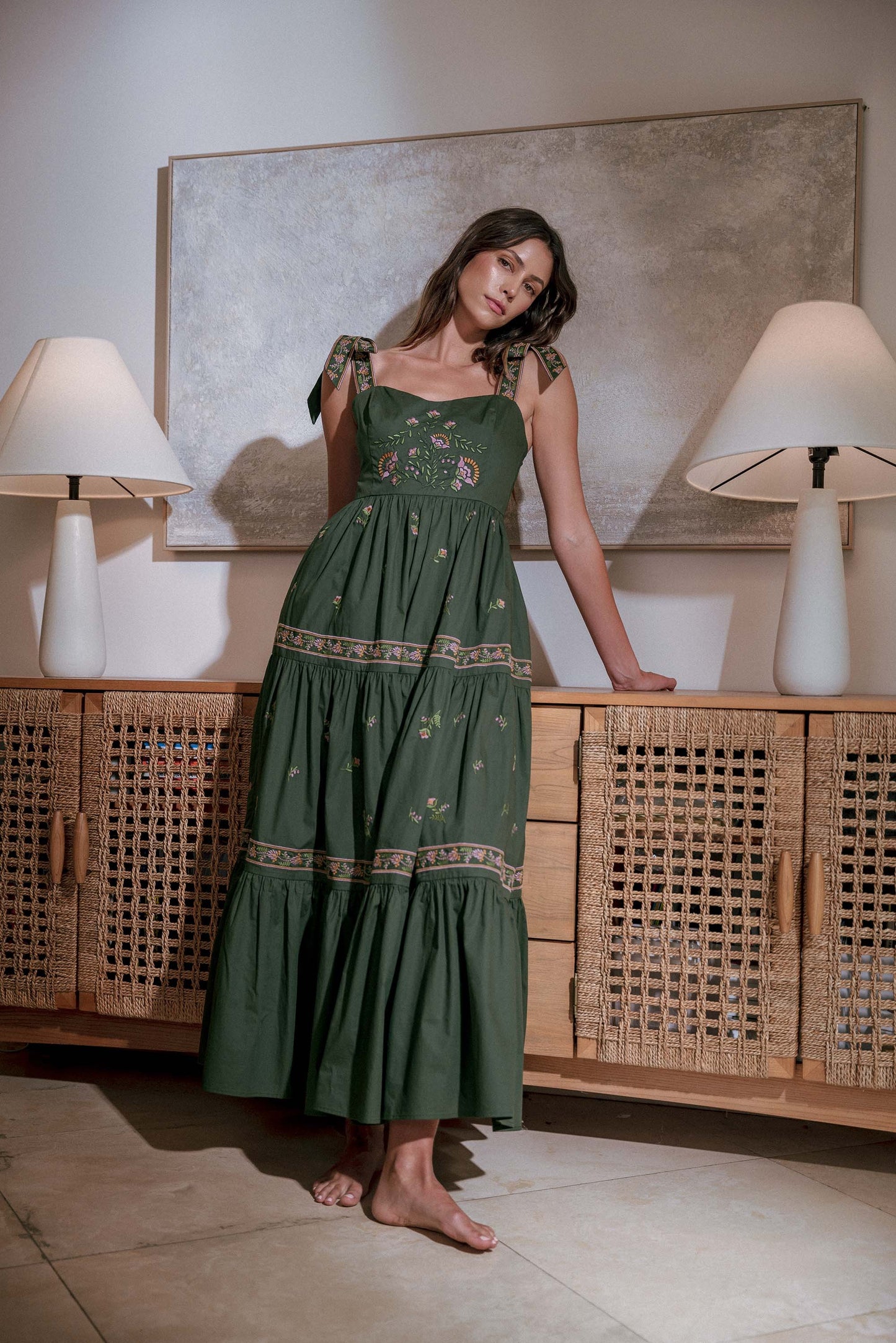Embroidered Tiered Maxi Dress