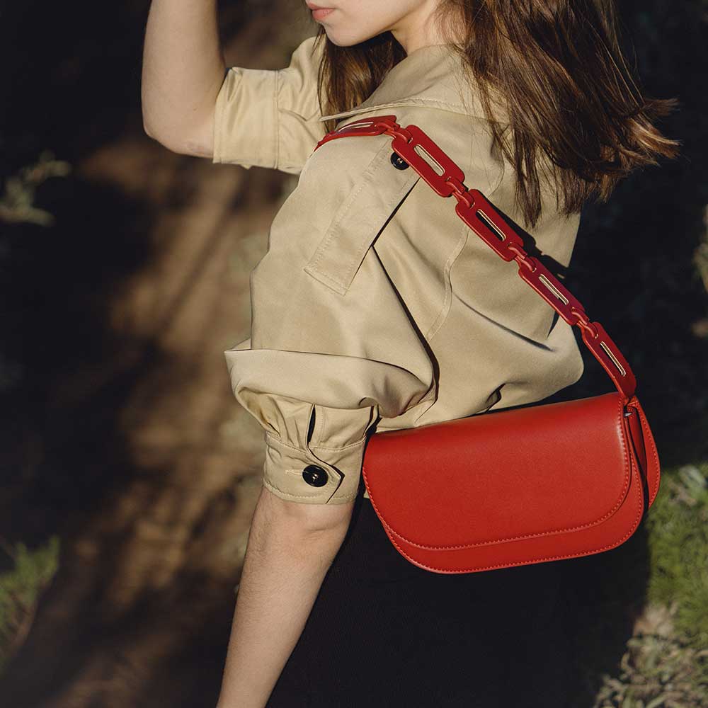 Inez Red Recycled Vegan Shoulder Bag