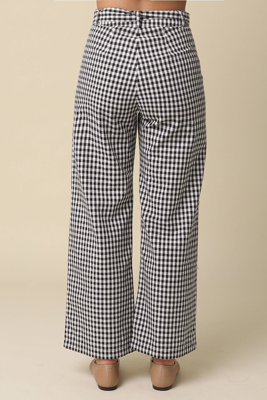 Gingham Front Tie Pants