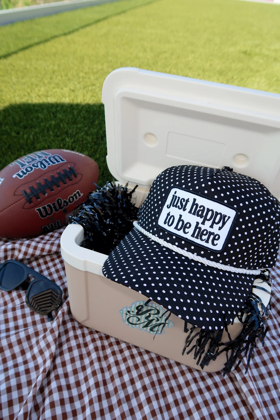 Happy To Be Here Polka Dot Trucker