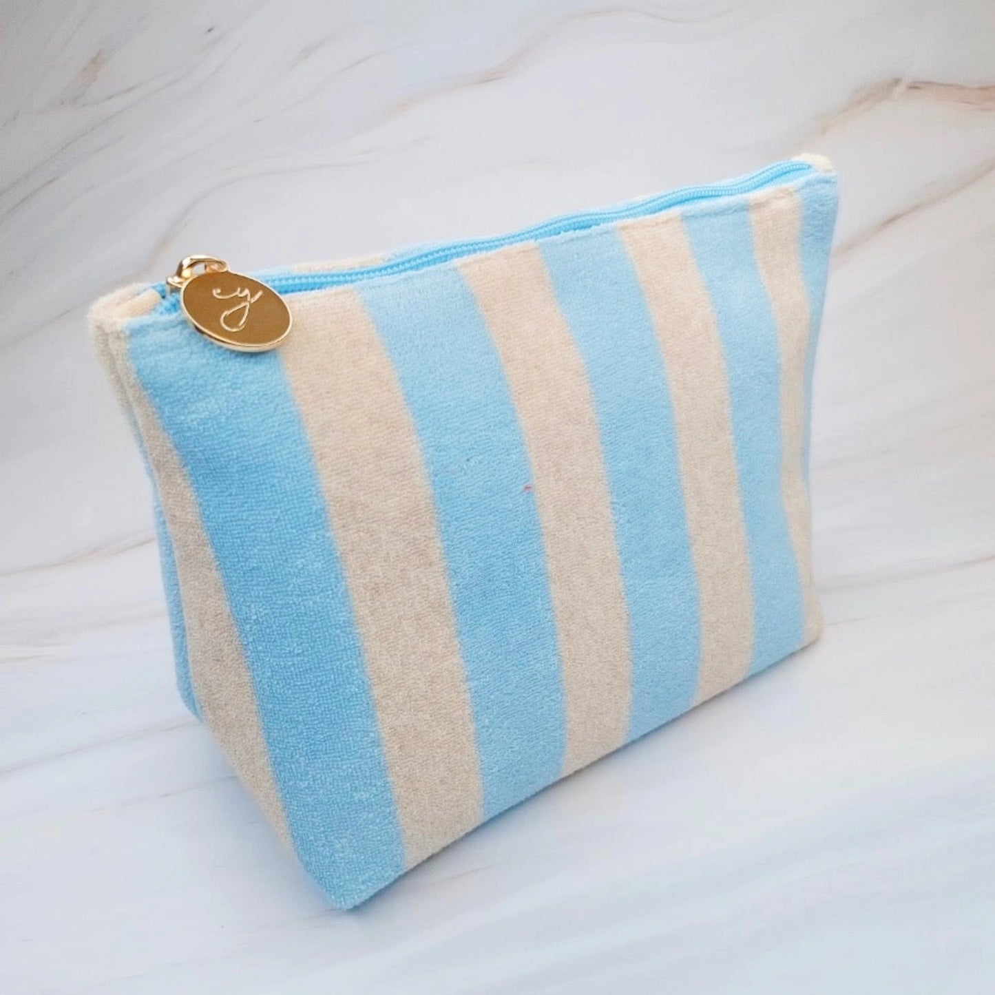 Striped Textured Makeup Bag