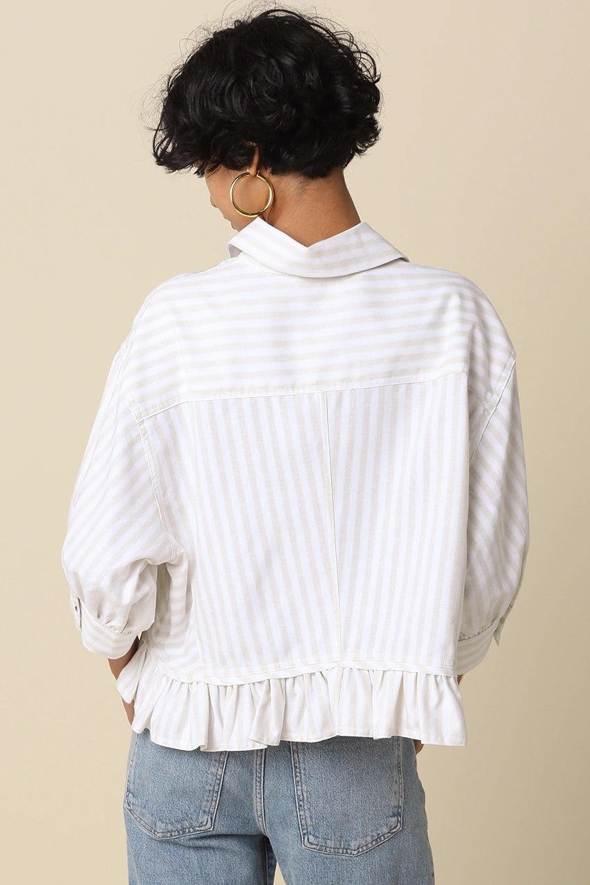 Mattie Striped Ruffle Hem Top