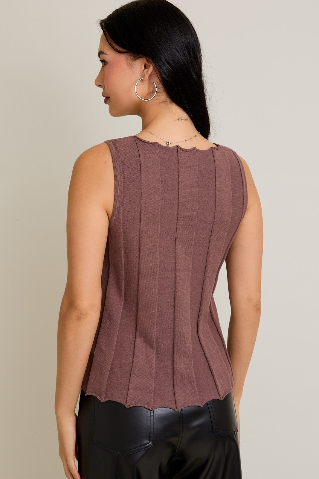 Mocha Flared Ribbed Sweater