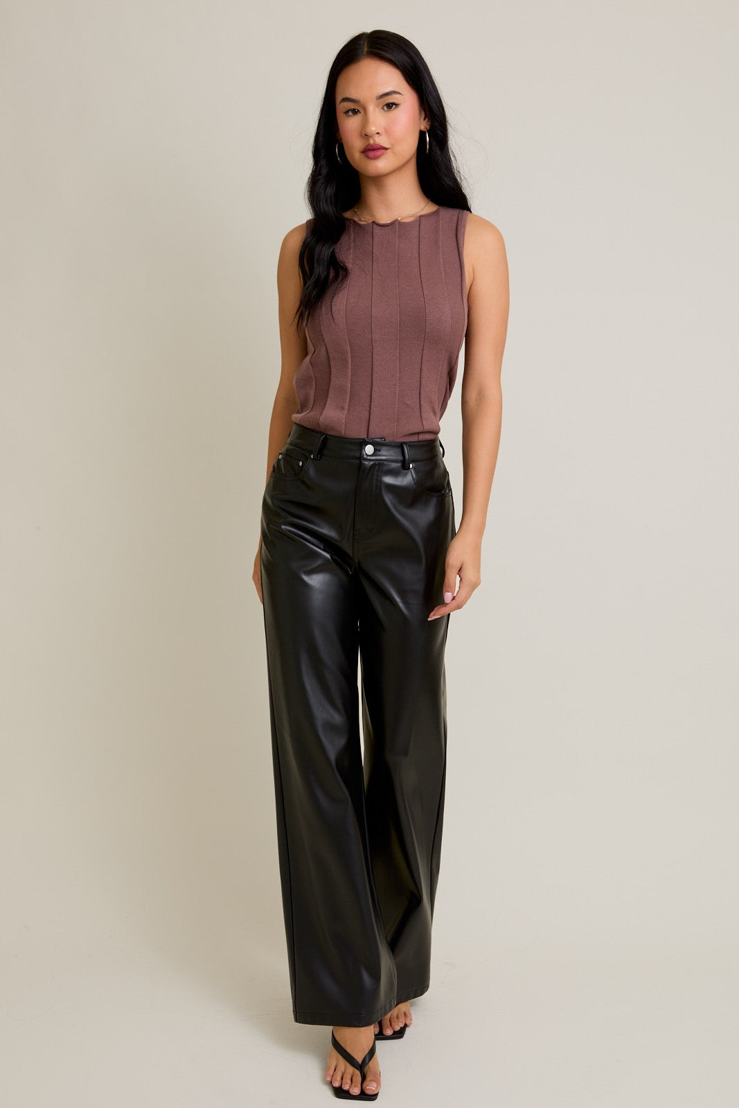 Mocha Flared Ribbed Sweater