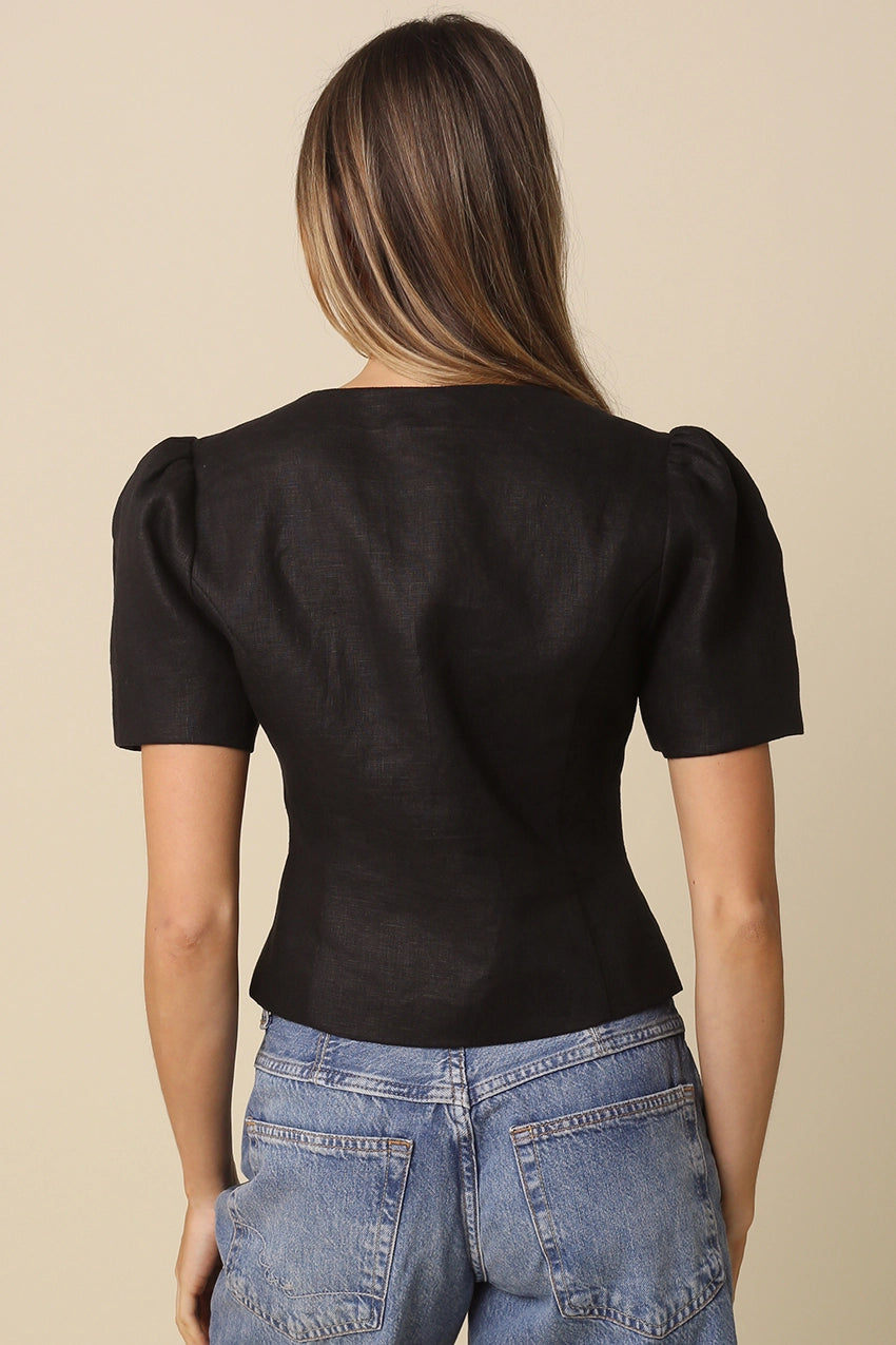 Black Puff Sleeve Blouse