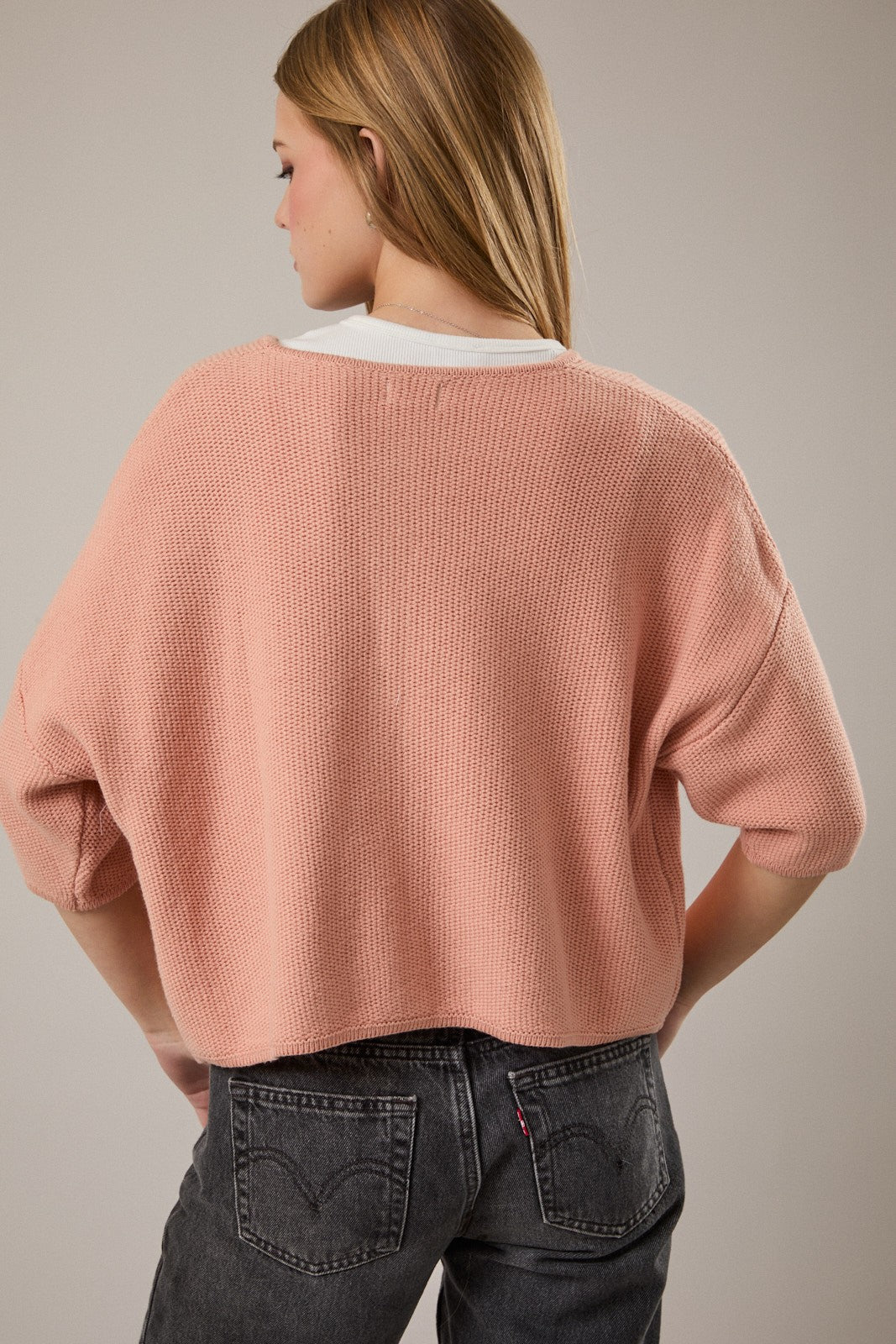 Peach Boxy Cardigan