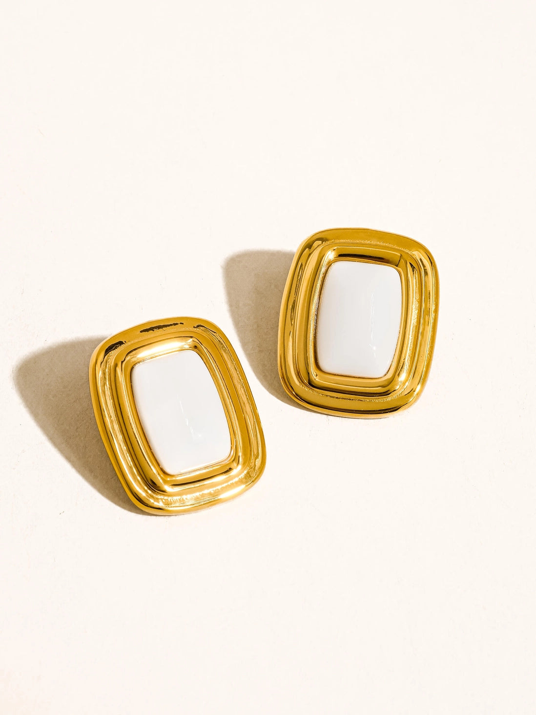 Petra 18K Gold Non-Tarnish Classic Square Stone Earring