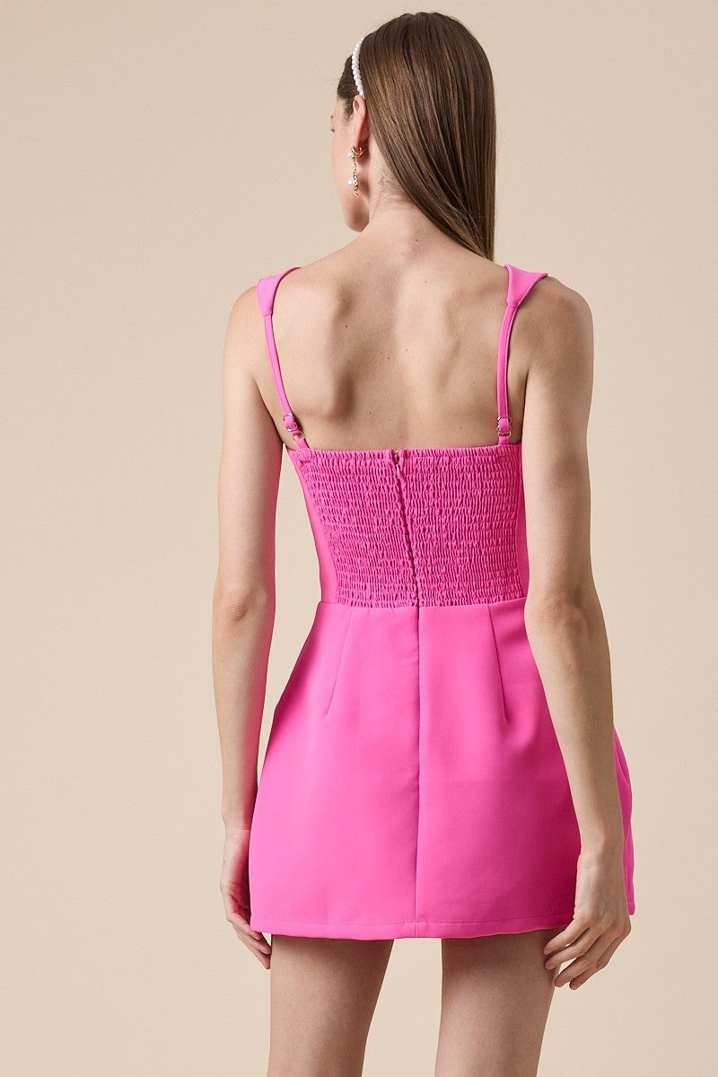 Pink Square Neck Mini Dress