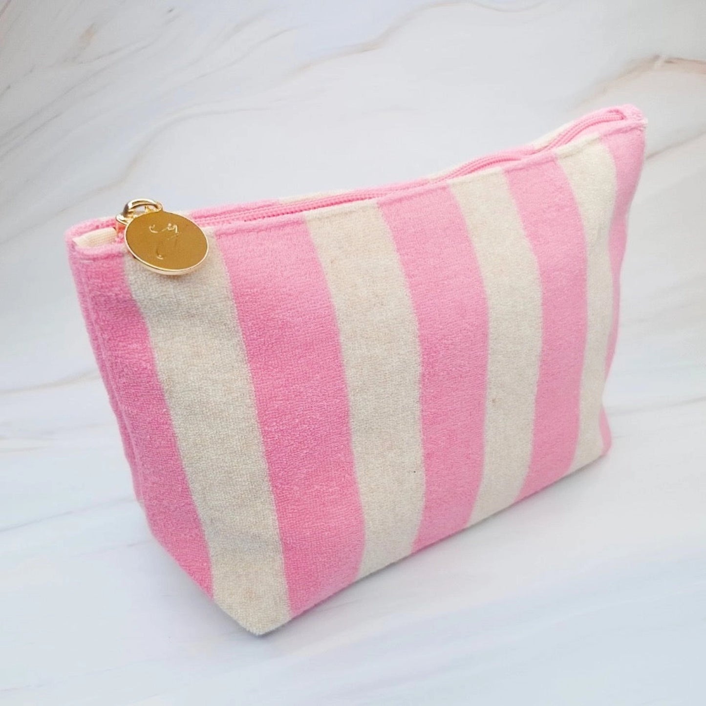 Striped Textured Makeup Bag