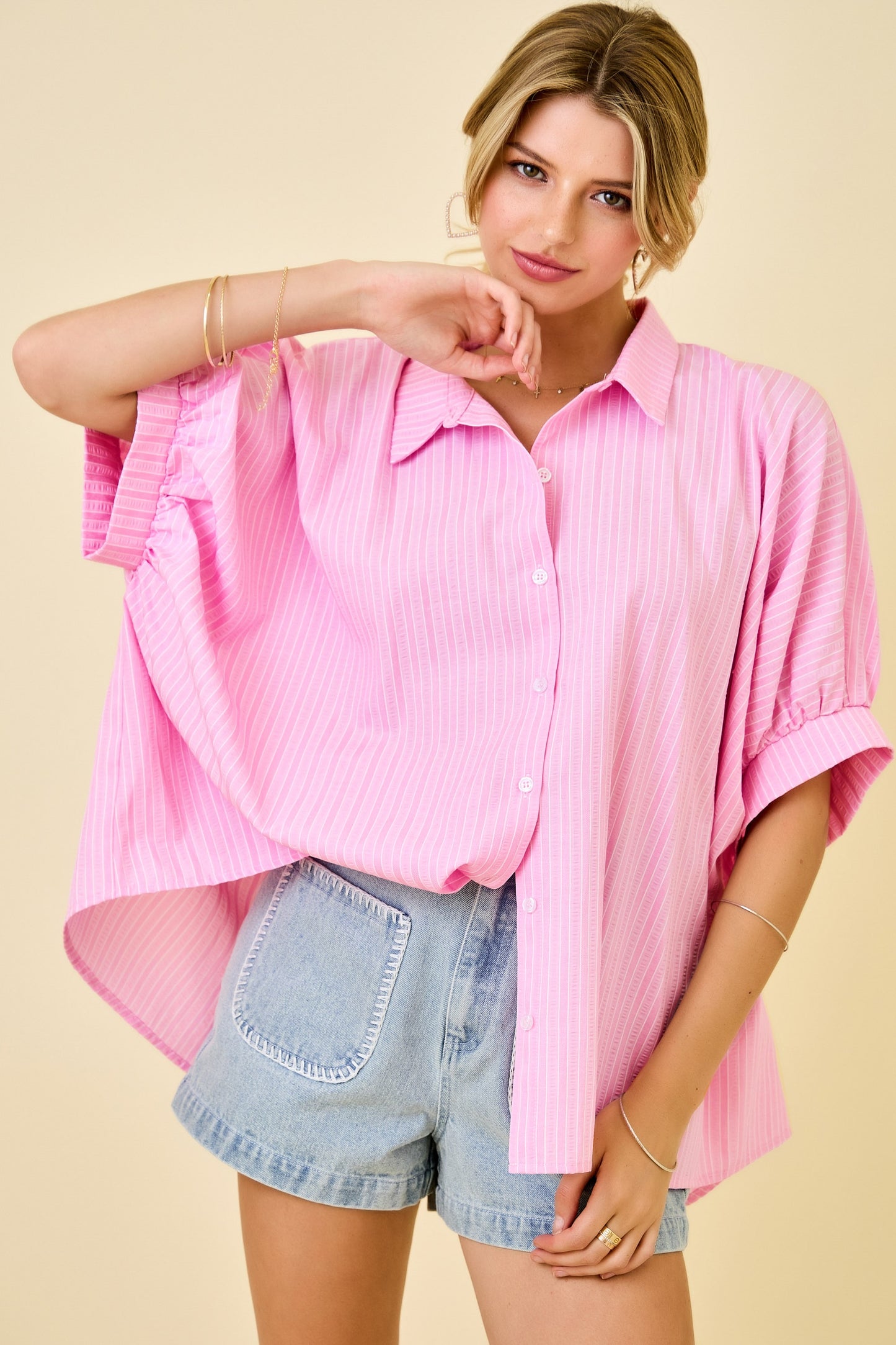 Pink Stripe Oversized Shirt
