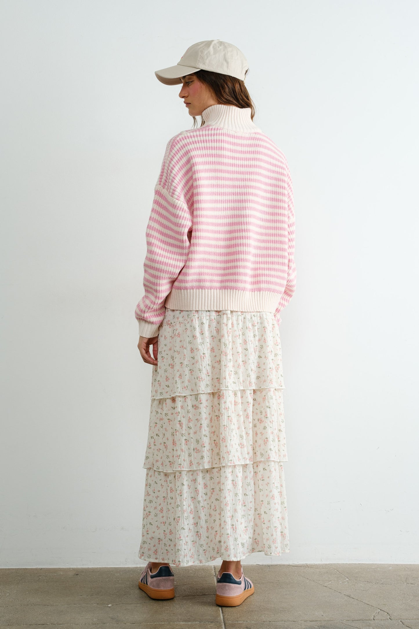 Pink Stripe Half Zip