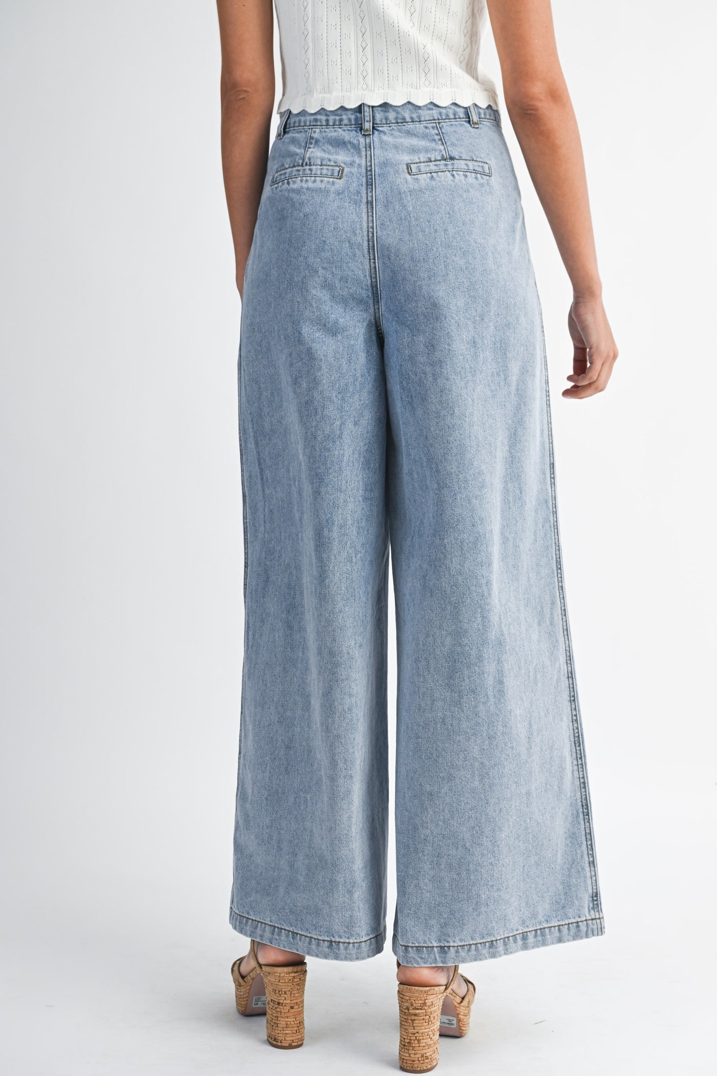 Pleated Wide Leg Jean