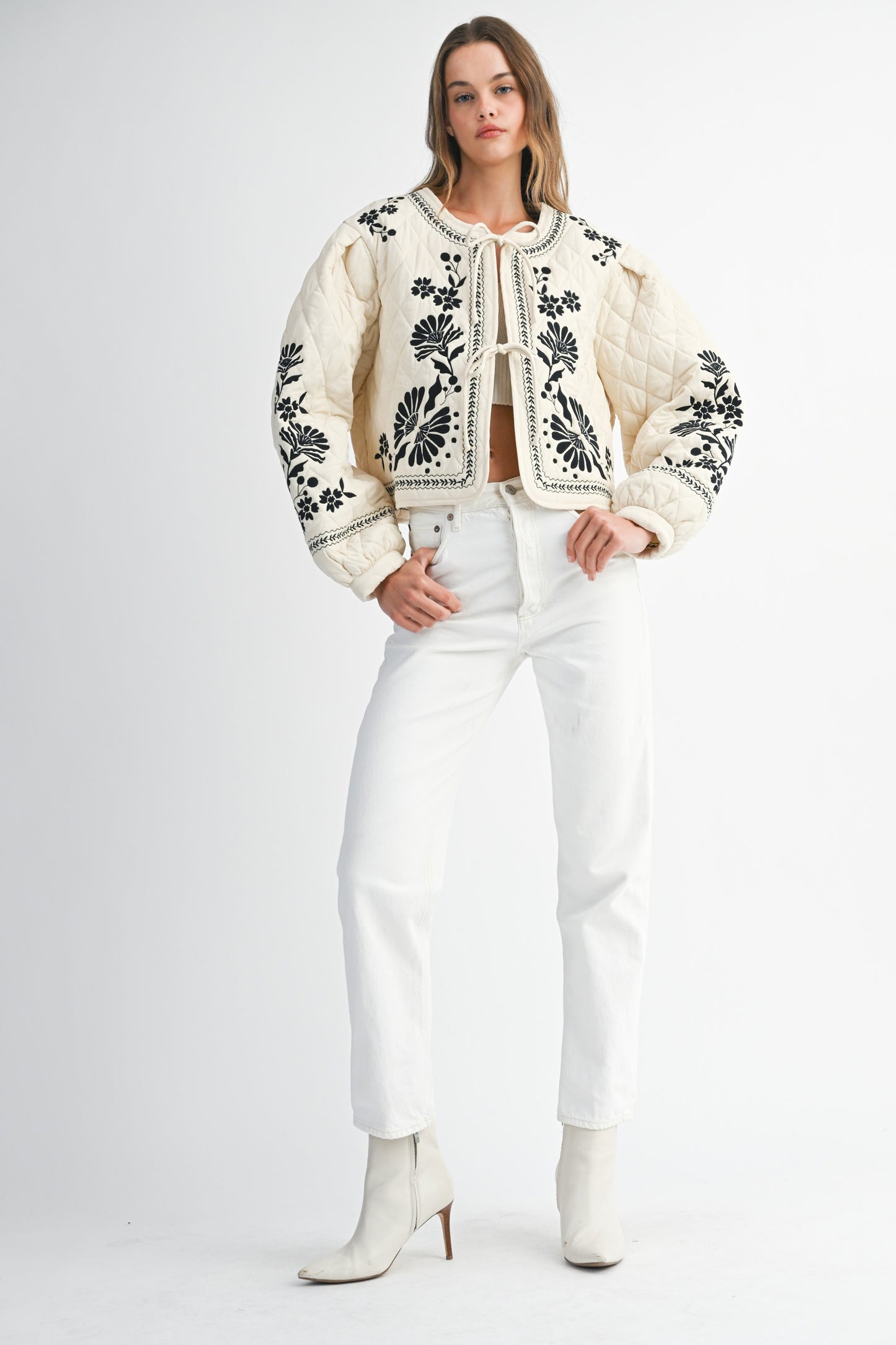 Floral Embroidered Quilted Jacket