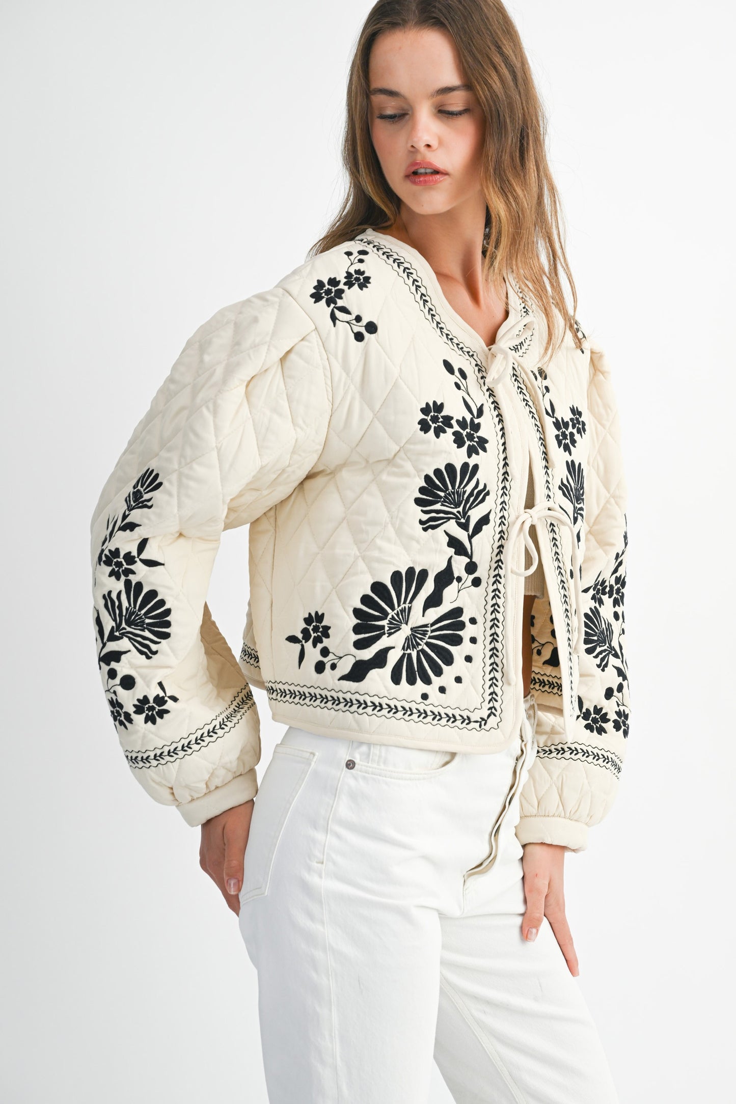 Floral Embroidered Quilted Jacket