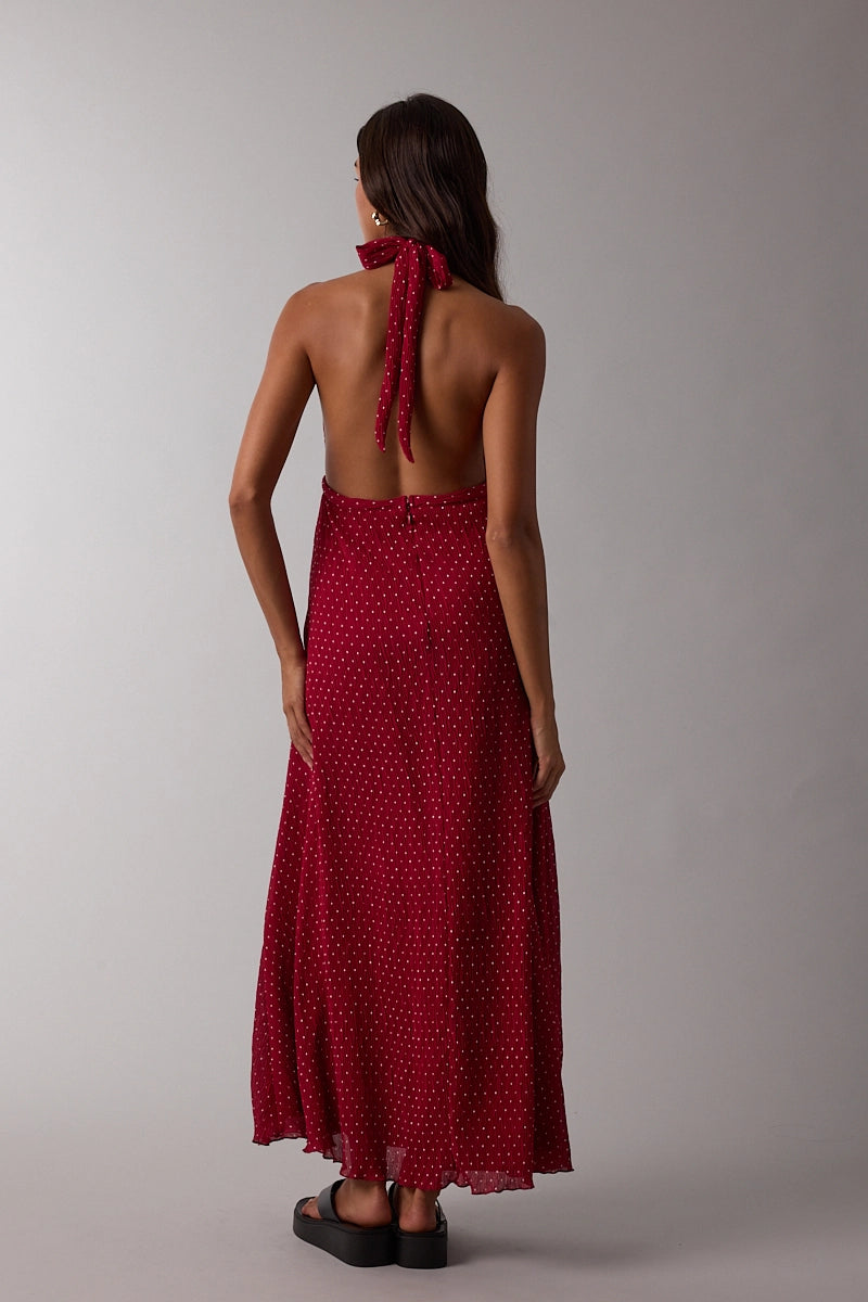 Red Polka Dot Halter Dress